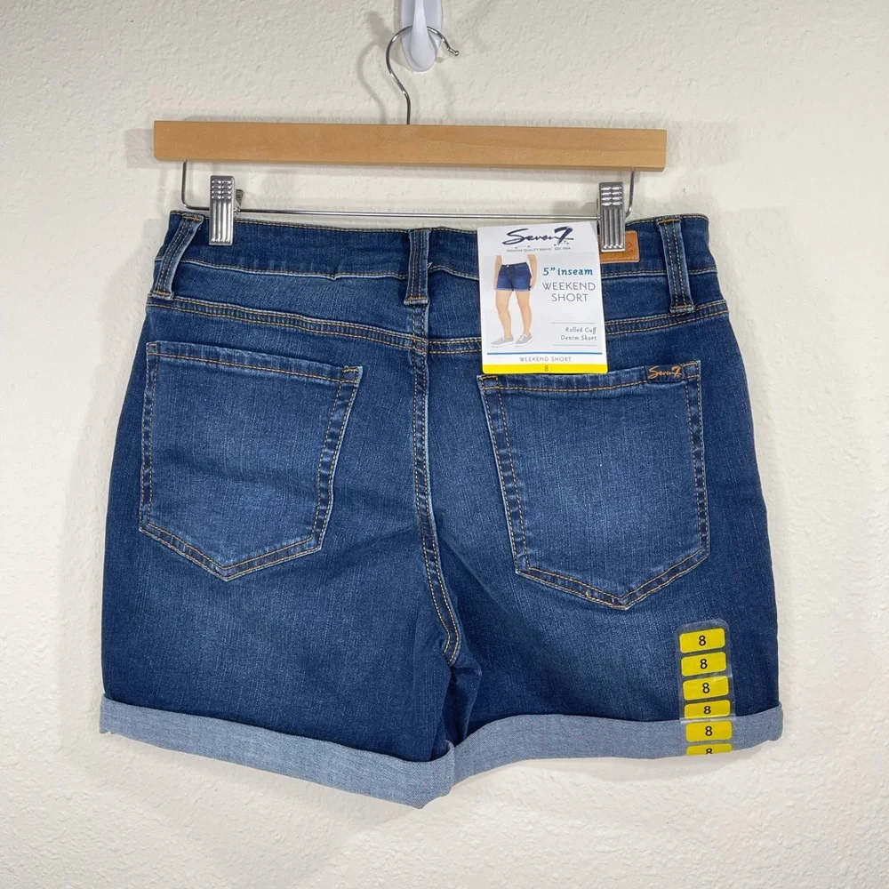 Seven7 Women Weekend Rolled Cuff Stretch Jean Short Color Blue Size 4;6;…